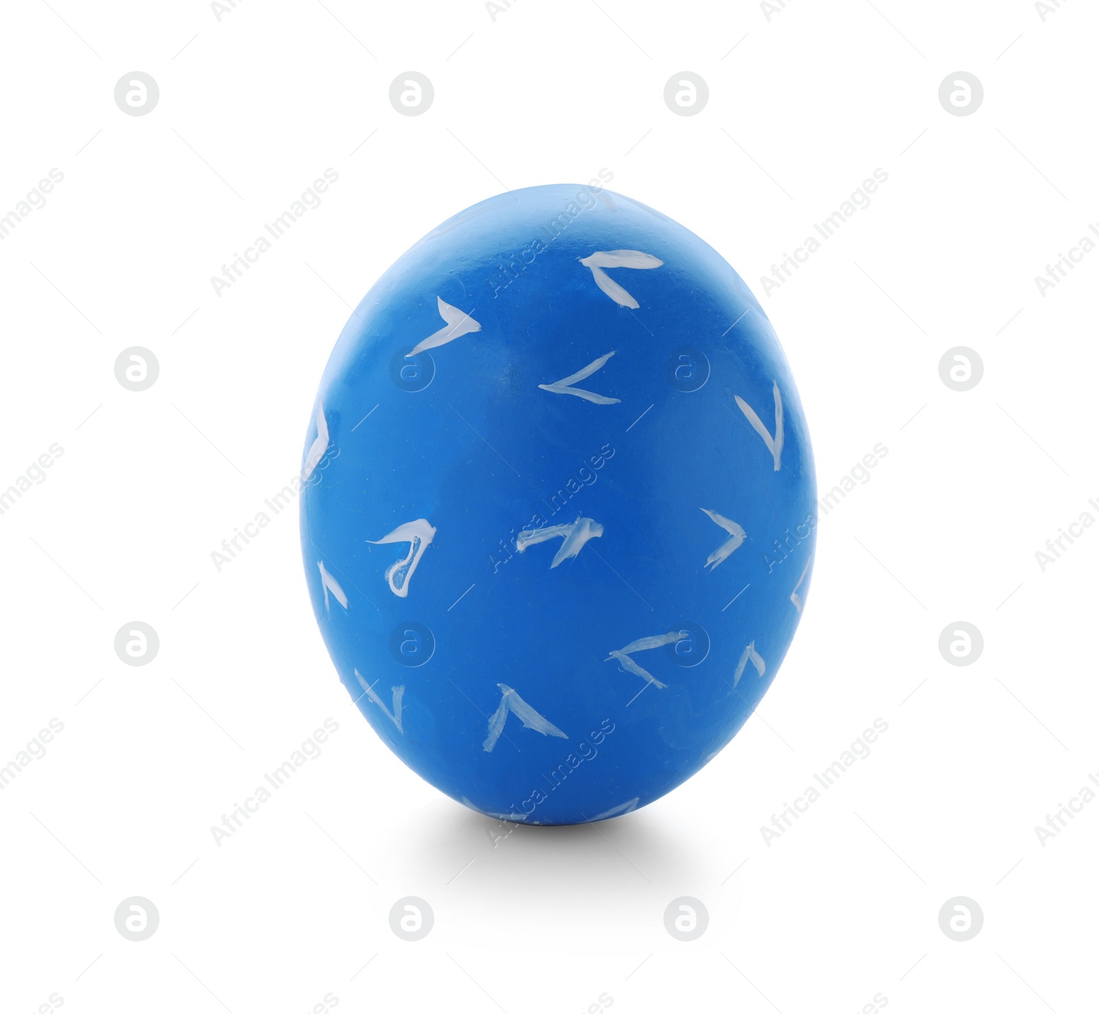 Photo of Decorated Easter egg on white background. Festive tradition