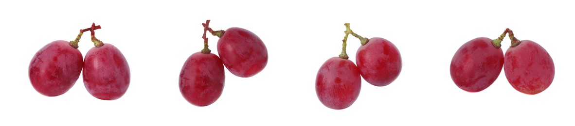 Image of Delicious fresh red grapes isolated on white, set