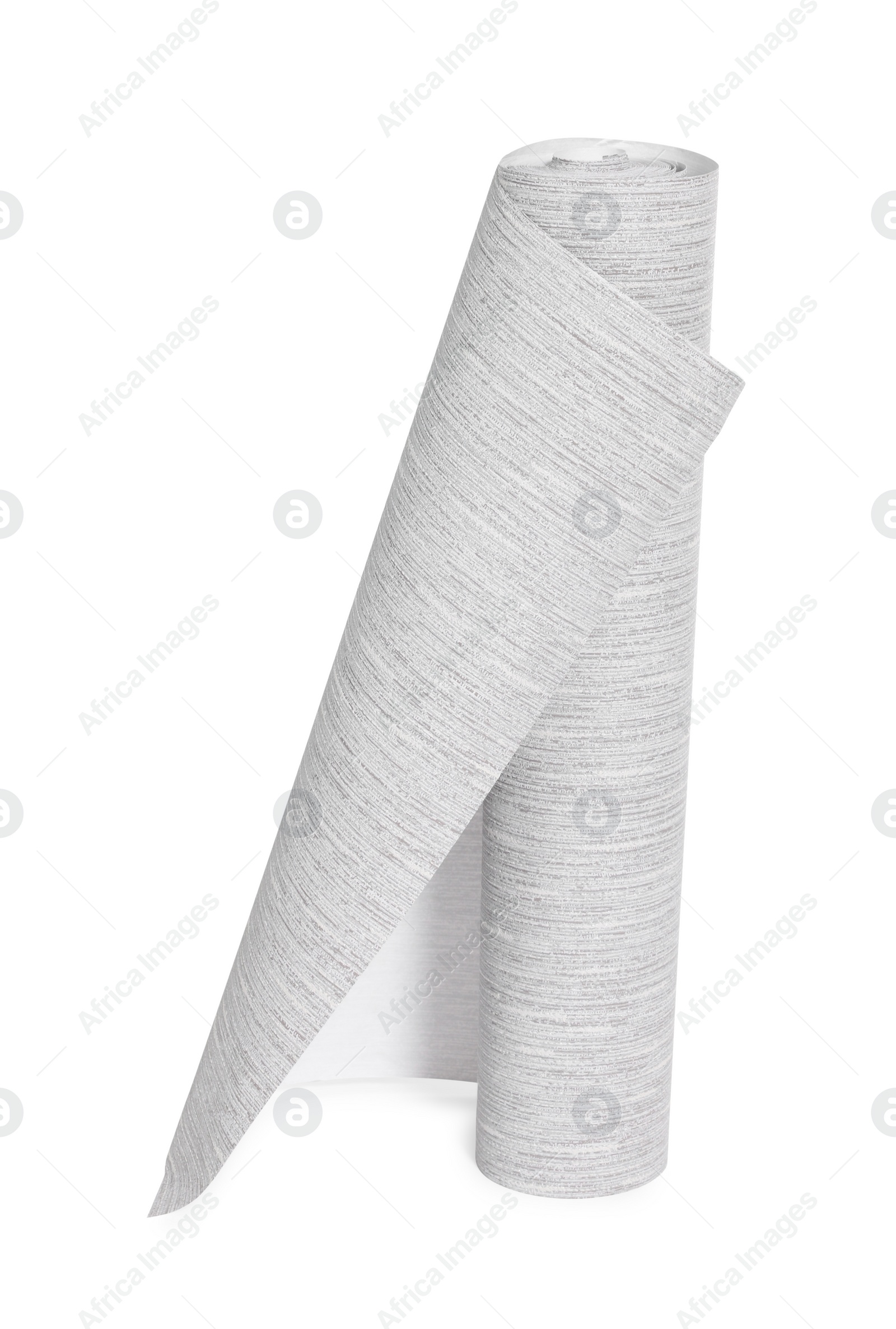 Photo of One grey wallpaper roll isolated on white