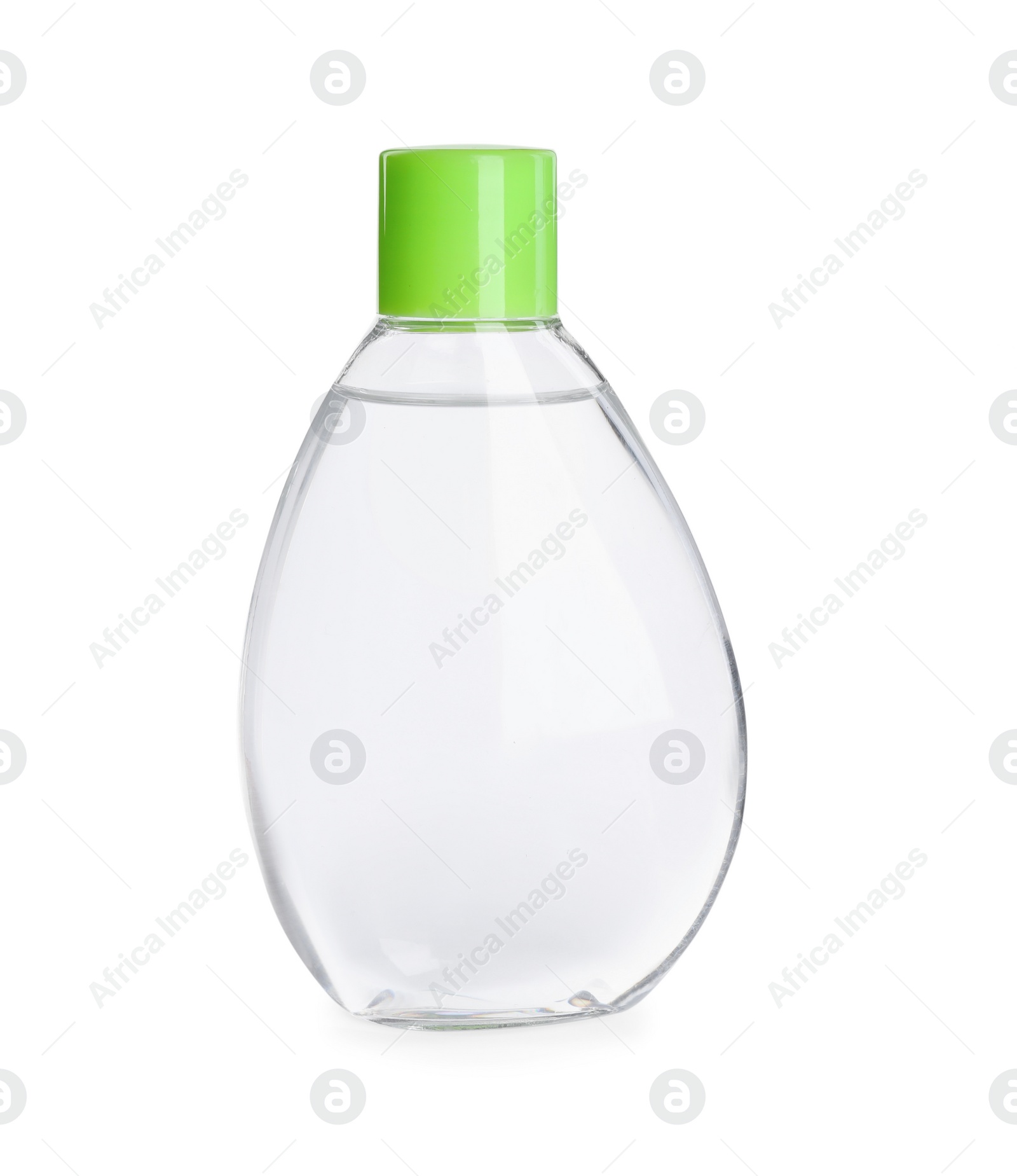 Bottle of baby oil isolated on white Photo of Bottle of baby oil isolated on white