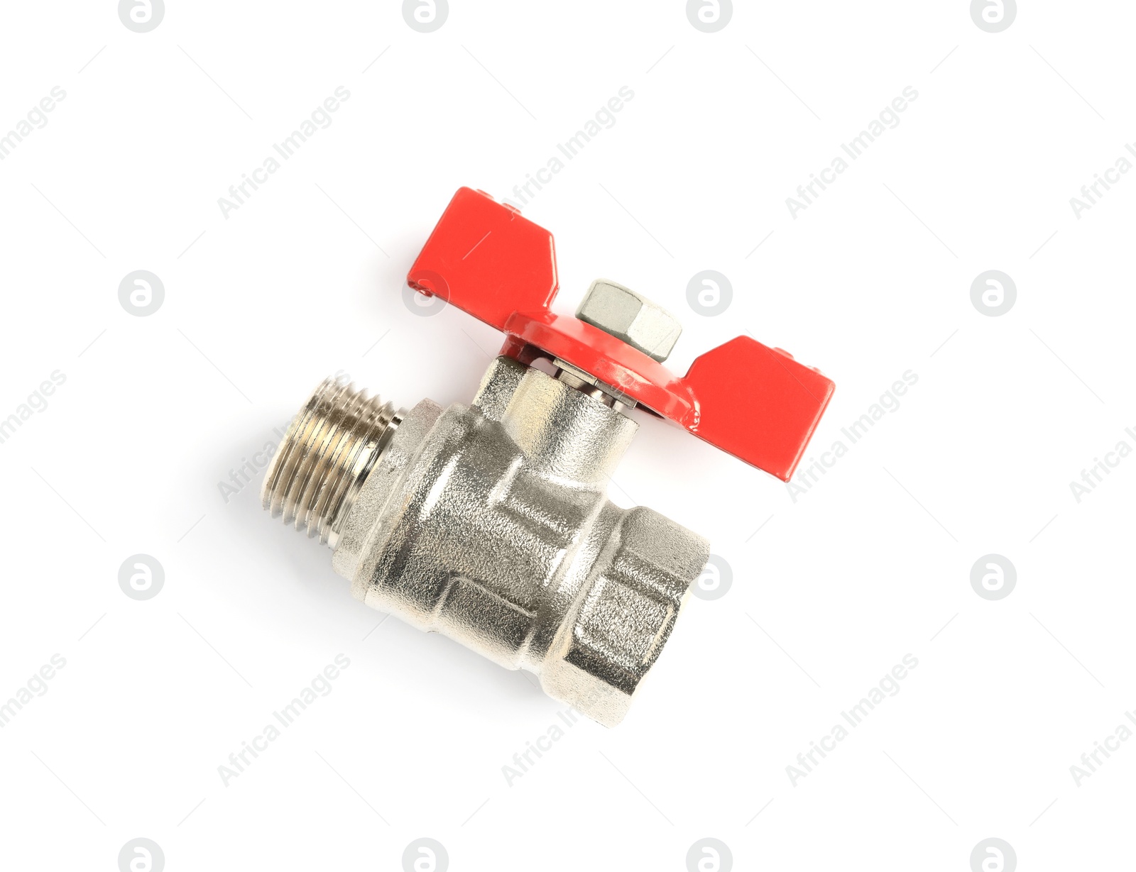 Photo of New valve isolated on white. Plumbing supply