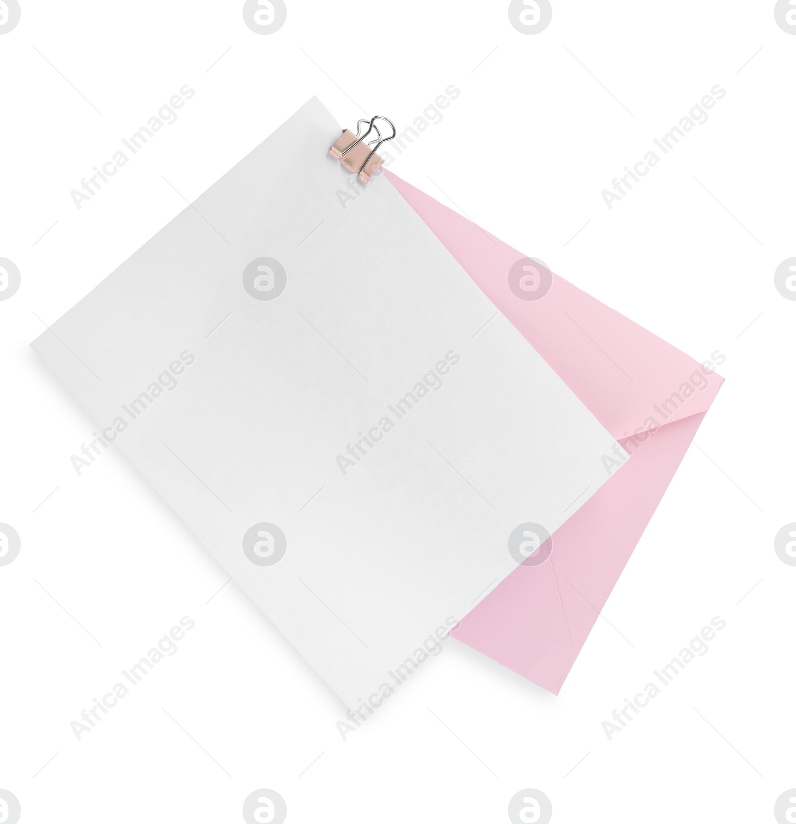 Photo of Blank card and letter envelope isolated on white, top view