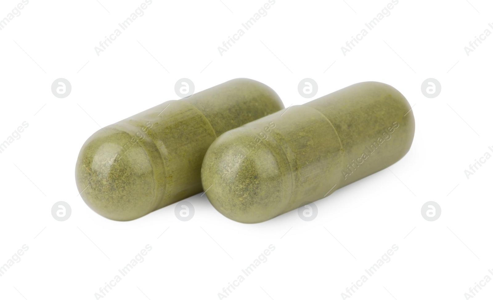 Photo of Vitamin capsules isolated on white. Health supplement