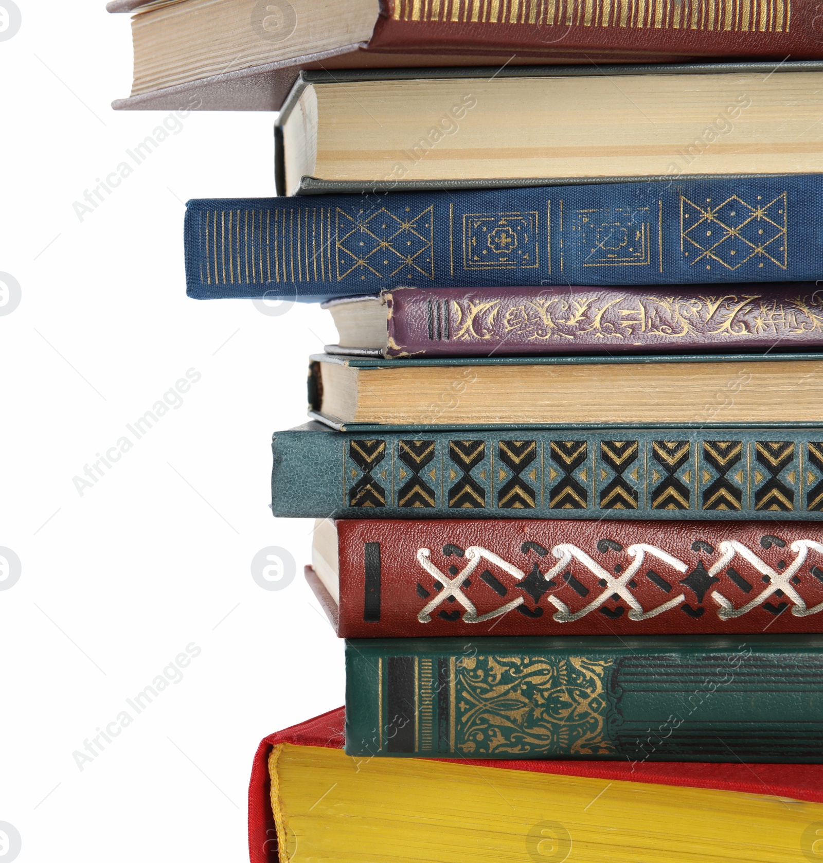 Photo of Collection of different books isolated on white