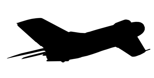 Silhouette of army jet fighter isolated on white. Military machinery