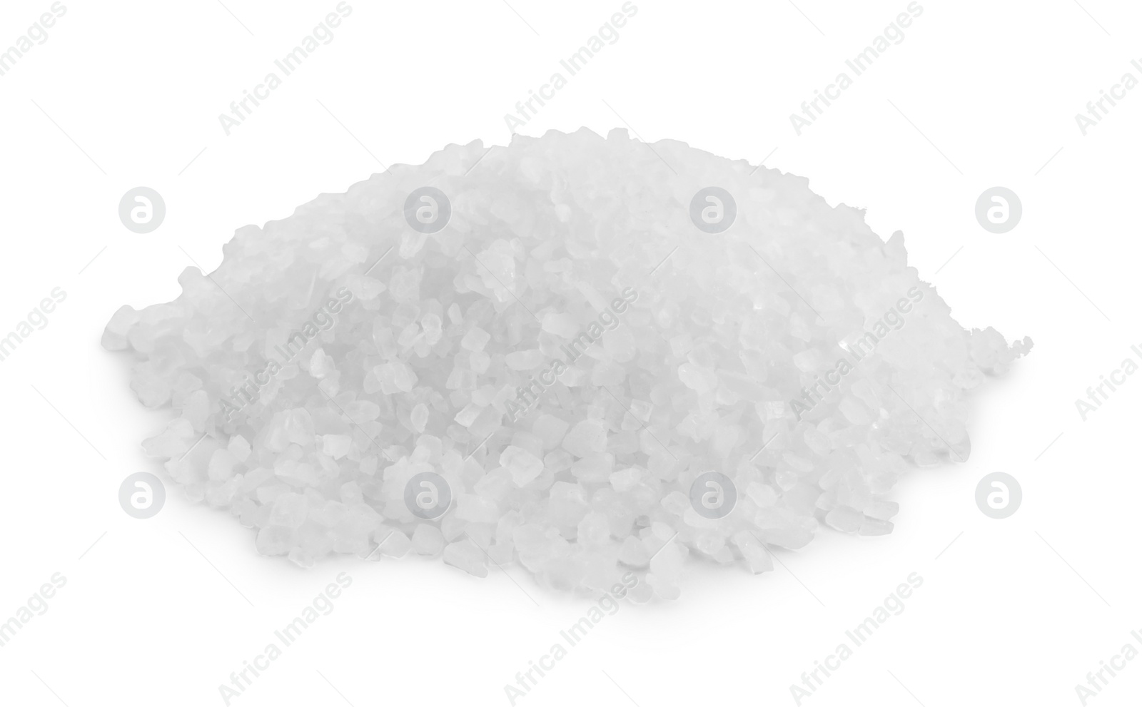 Photo of Heap of natural salt isolated on white