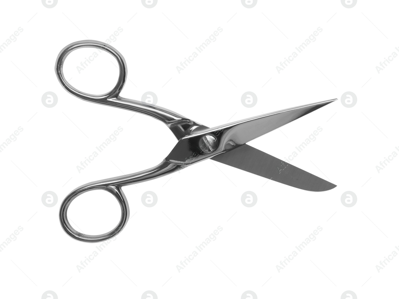 Photo of Sewing scissors isolated on white, top view