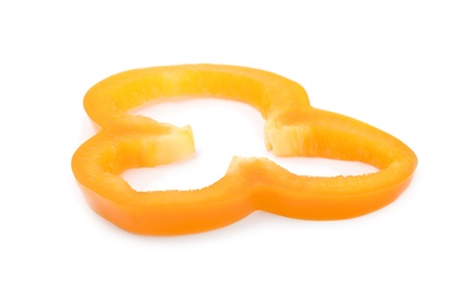 Slice of orange bell pepper isolated on white