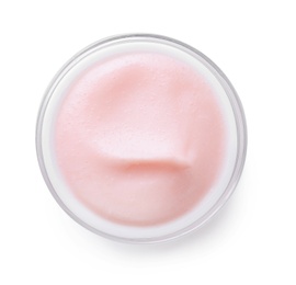 Jar of body cream on white background