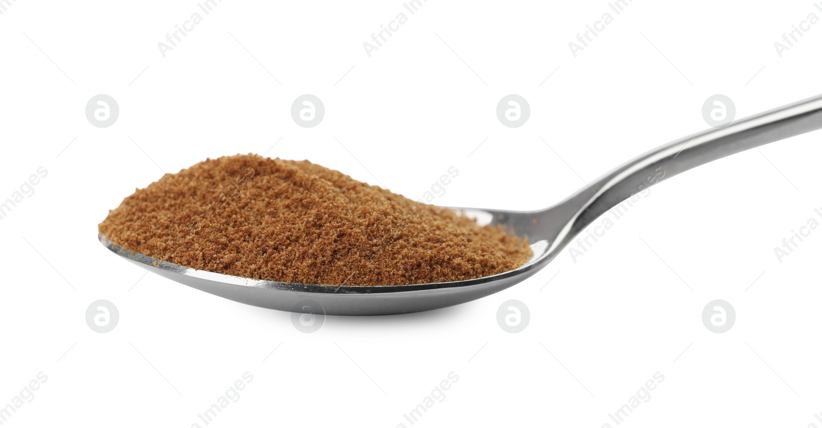 Photo of Spoon of chicory powder isolated on white