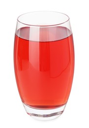 Photo of Refreshing pomegranate juice in glass isolated on white
