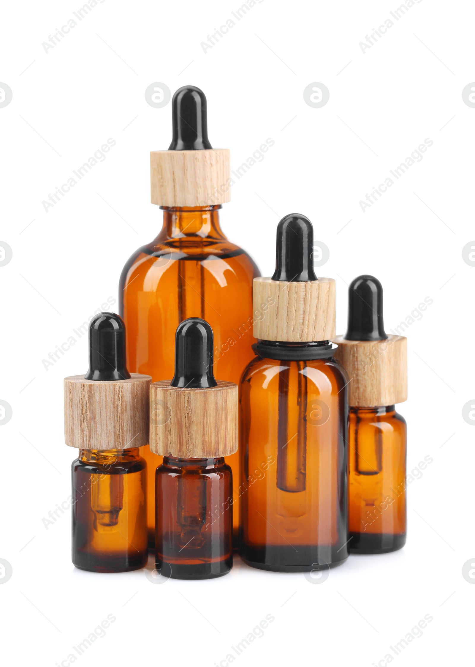 Photo of Glass bottles of tincture isolated on white