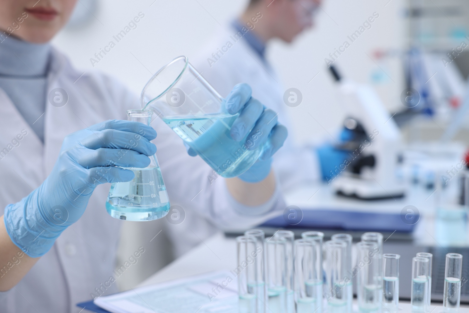 Photo of Scientists working with samples in laboratory. Medical research