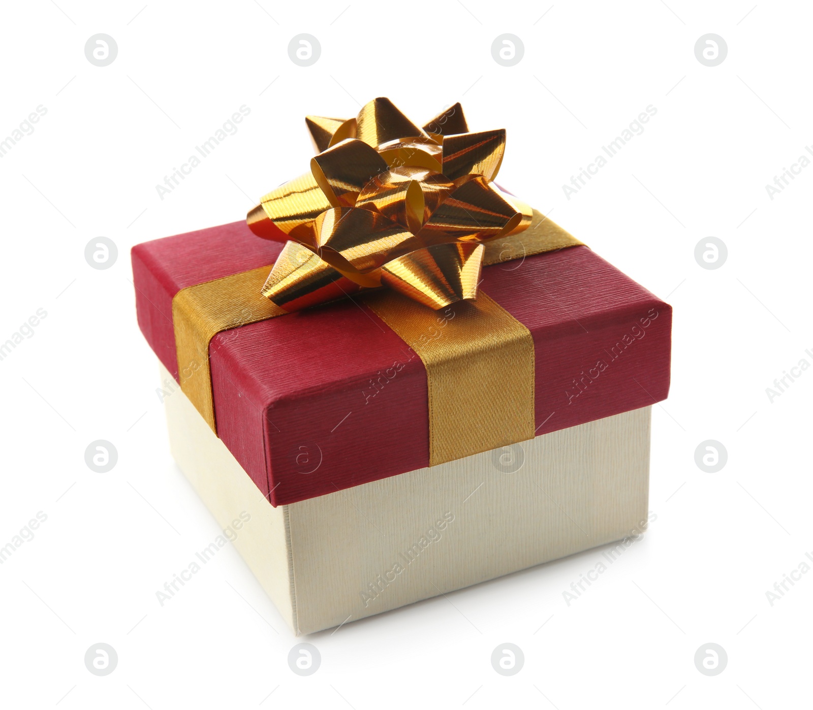 Photo of Beautiful gift box with bow on white background