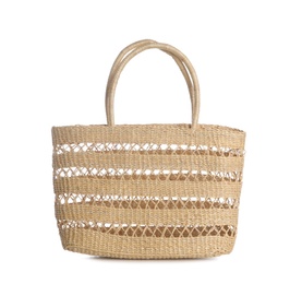 Wicker bag isolated on white. Beach accessory