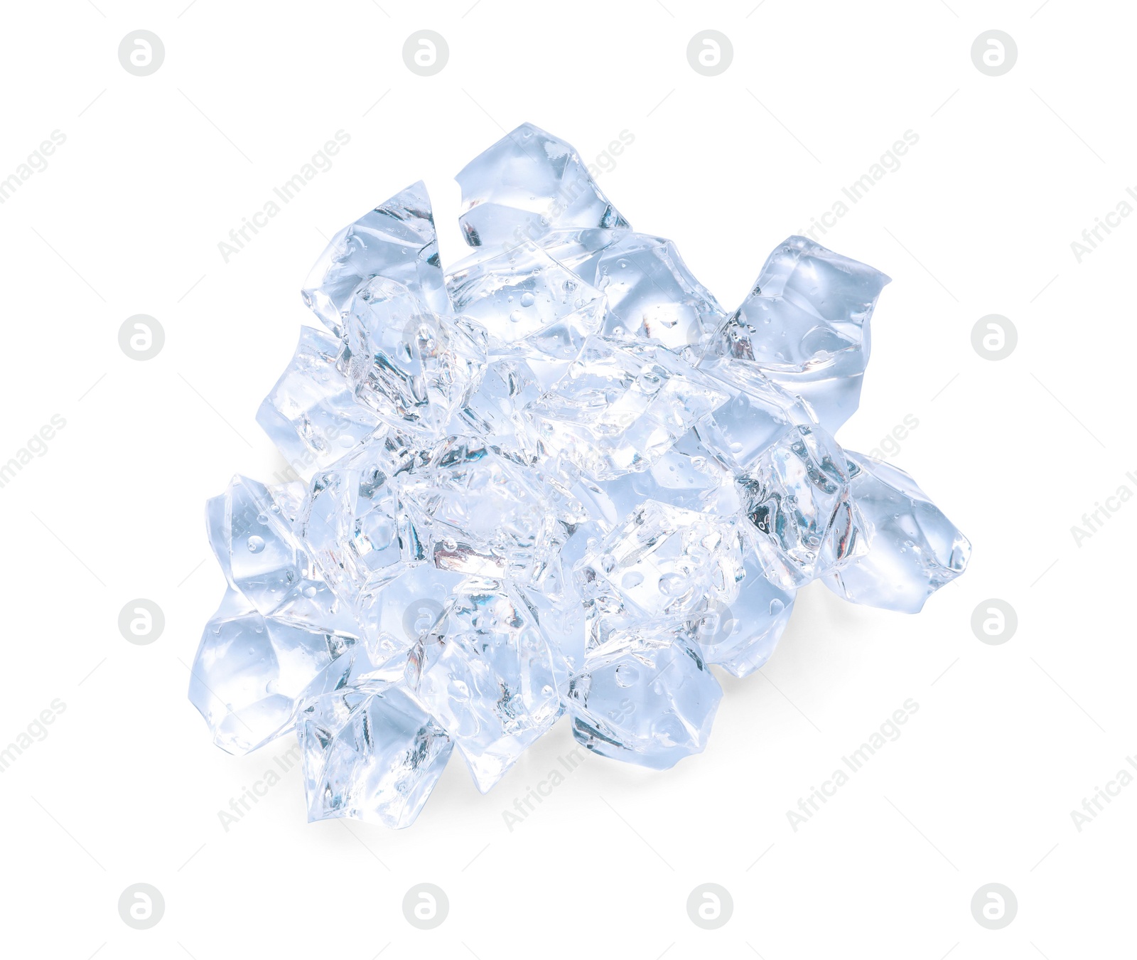 Photo of Heap of crushed ice on white background, top view