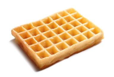 Photo of Delicious waffle for breakfast on white background