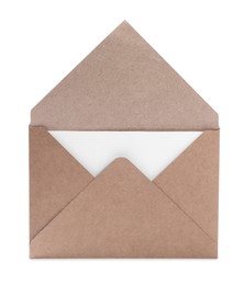 Letter envelope with card on white background