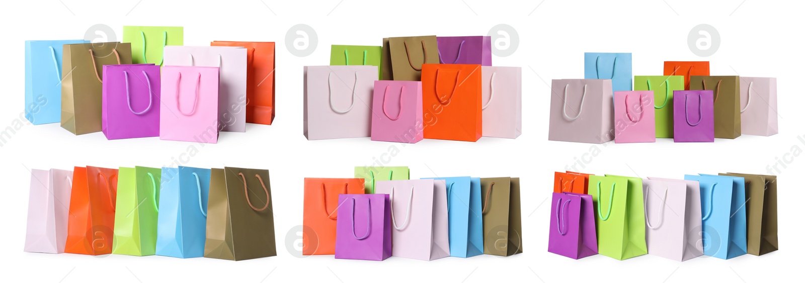 Image of Colorful shopping bags isolated on white, set