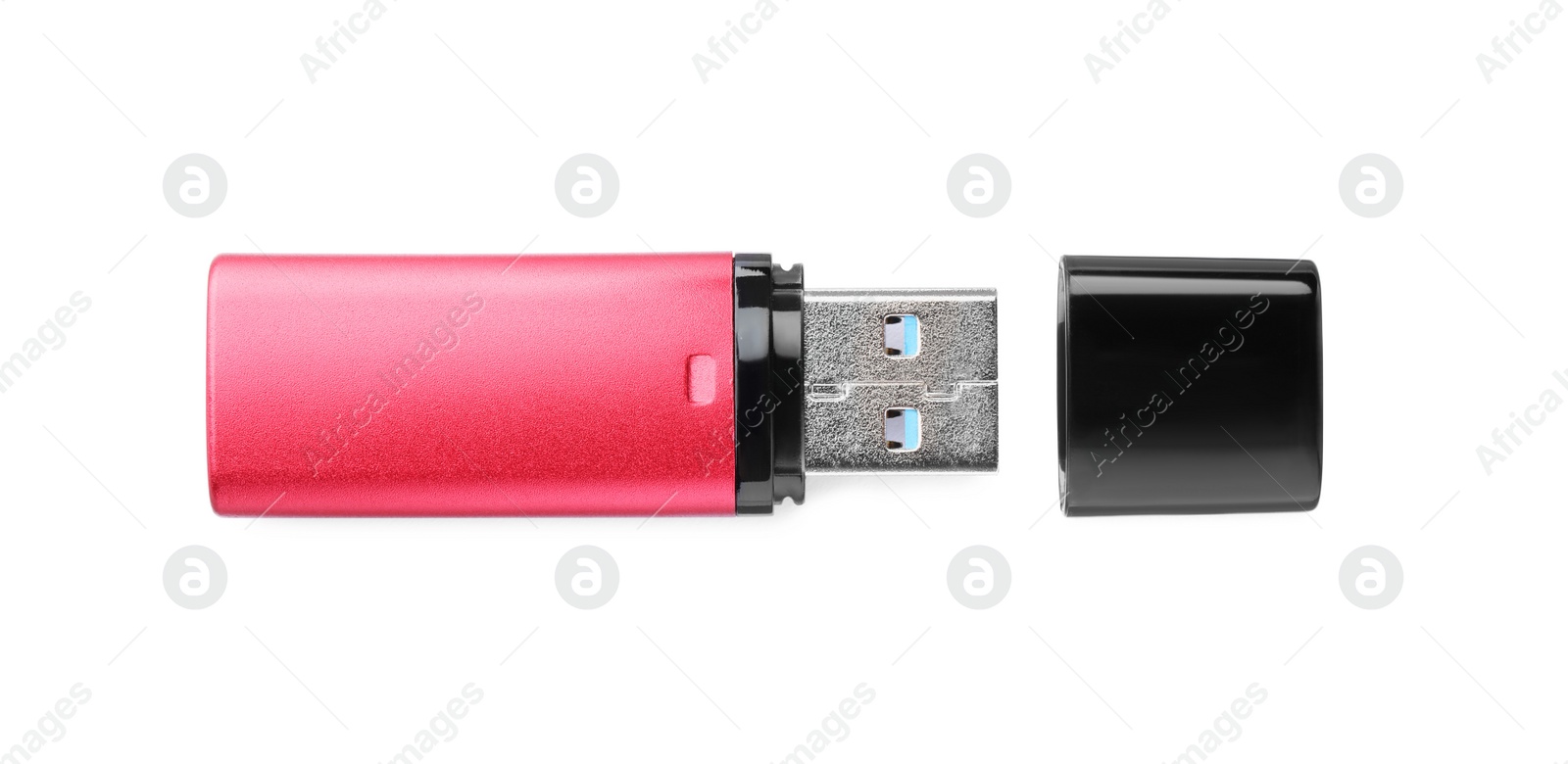 Photo of Pink usb flash drive isolated on white