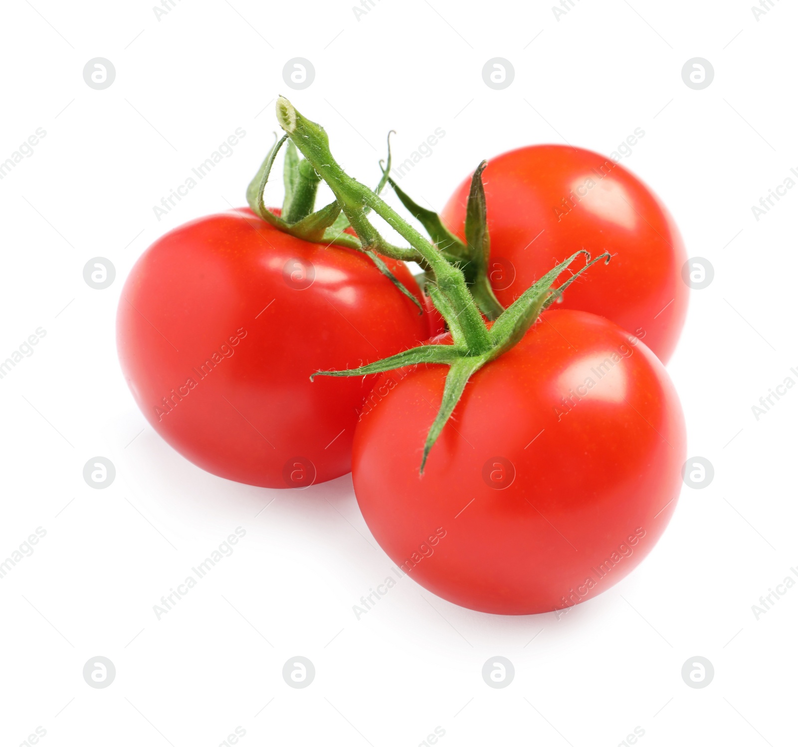 Photo of Branch of cherry tomatoes isolated on white