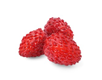 Image of Fresh ripe wild strawberries isolated on white