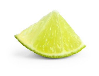 Piece of fresh green ripe lime isolated on white