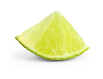 Photo of Piece of fresh green ripe lime isolated on white