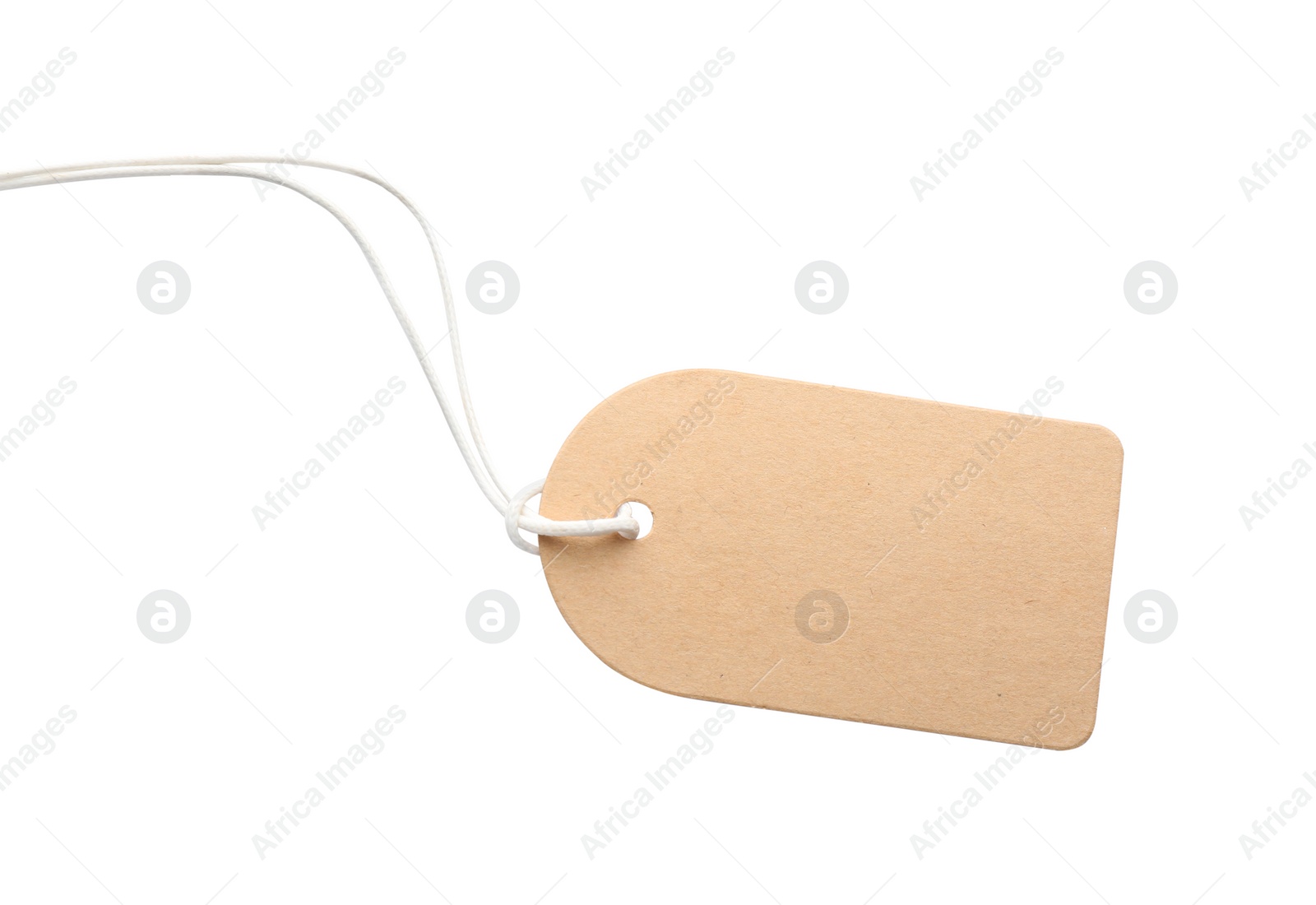 Photo of Cardboard gift tag with space for text isolated on white