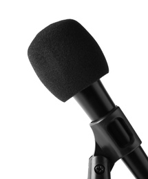 Photo of Microphone on white background. Professional audio equipment