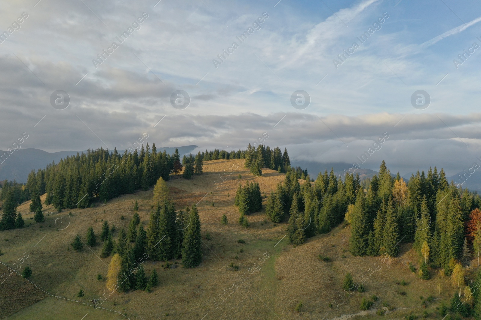 Photo of Aerial view of beautiful mountain landscape on sunny day