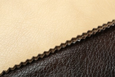 Photo of Texture of different leather as background, closeup