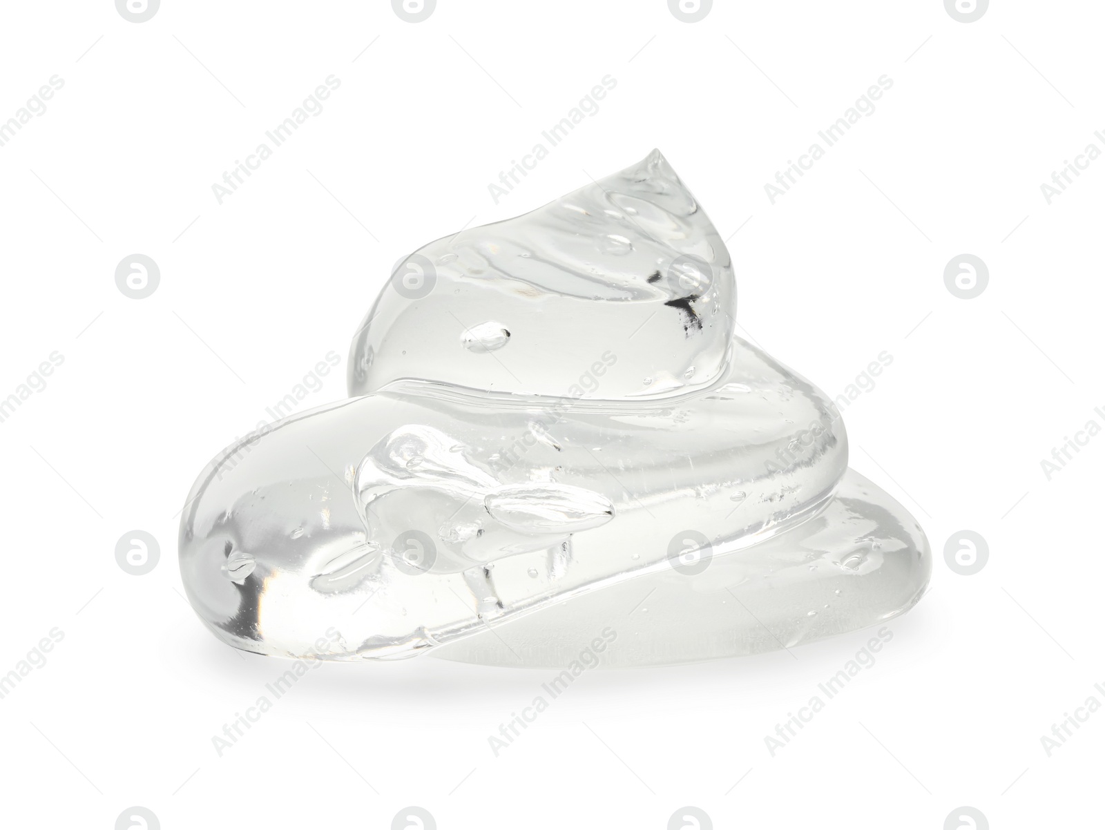 Photo of Sample of clear cosmetic gel on white background, closeup