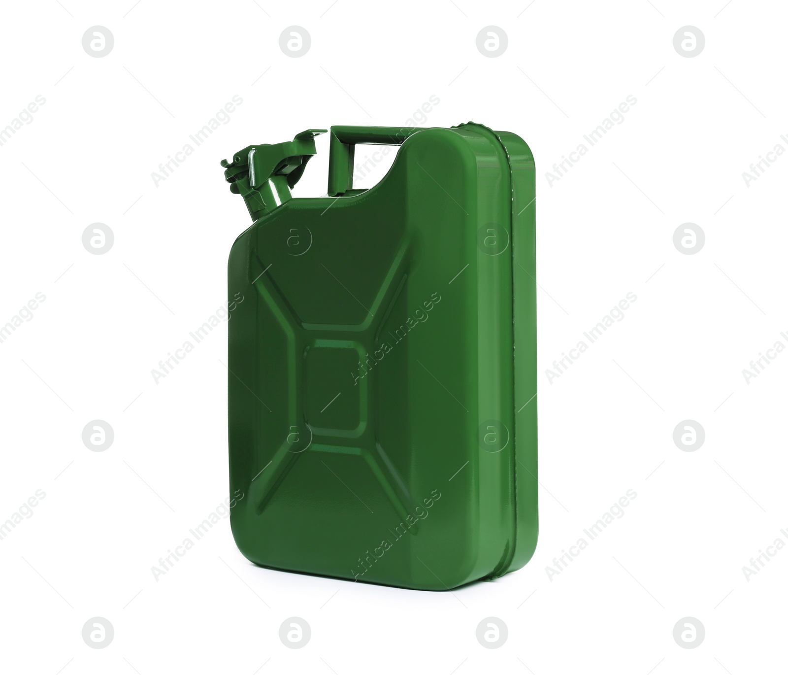 Photo of New khaki metal canister isolated on white