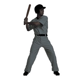 Image of Silhouette of baseball player on white background
