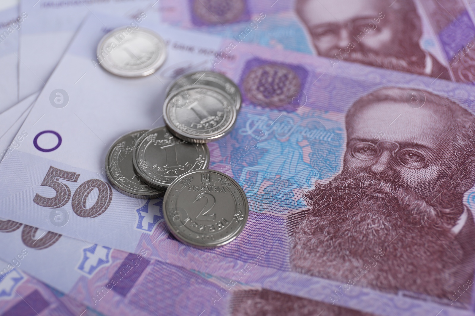 Photo of Closeup view of Ukrainian money. National currency