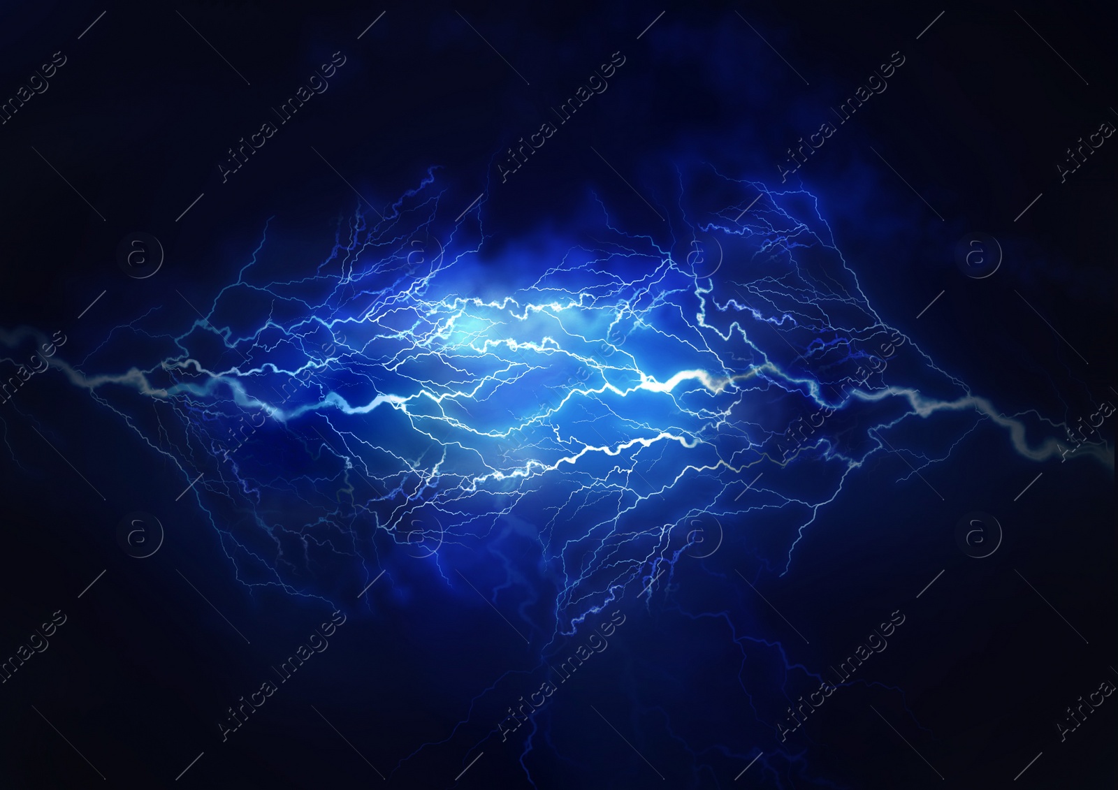 Illustration of Flash of lightning on dark background. Thunderstorm