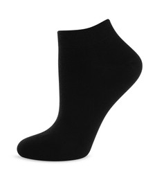 One clean black sock isolated on white