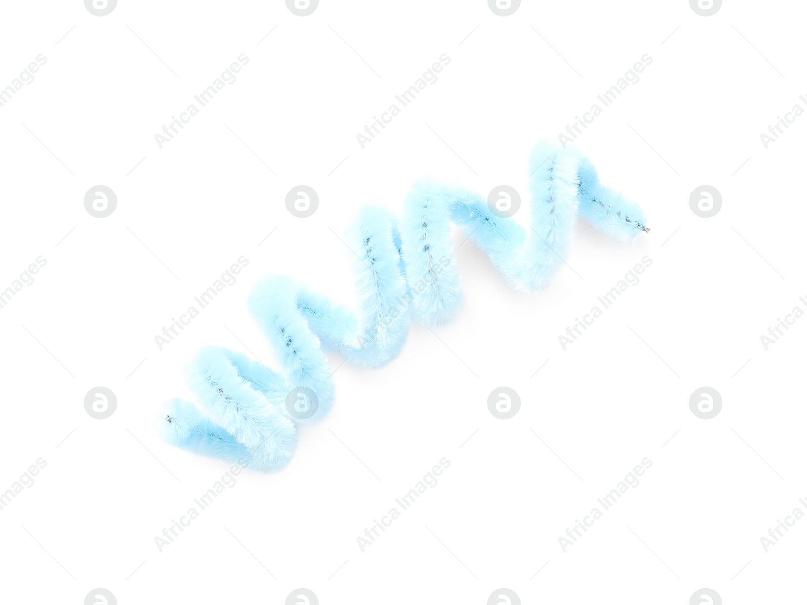 Photo of Light blue fluffy wire isolated on white, top view