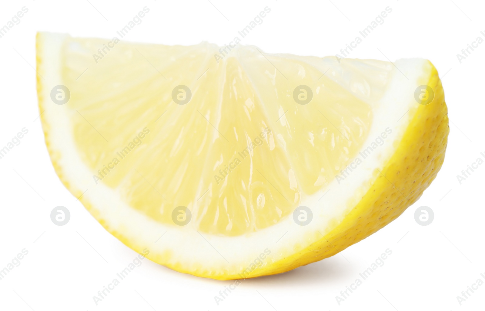 Photo of Slice of fresh lemon isolated on white