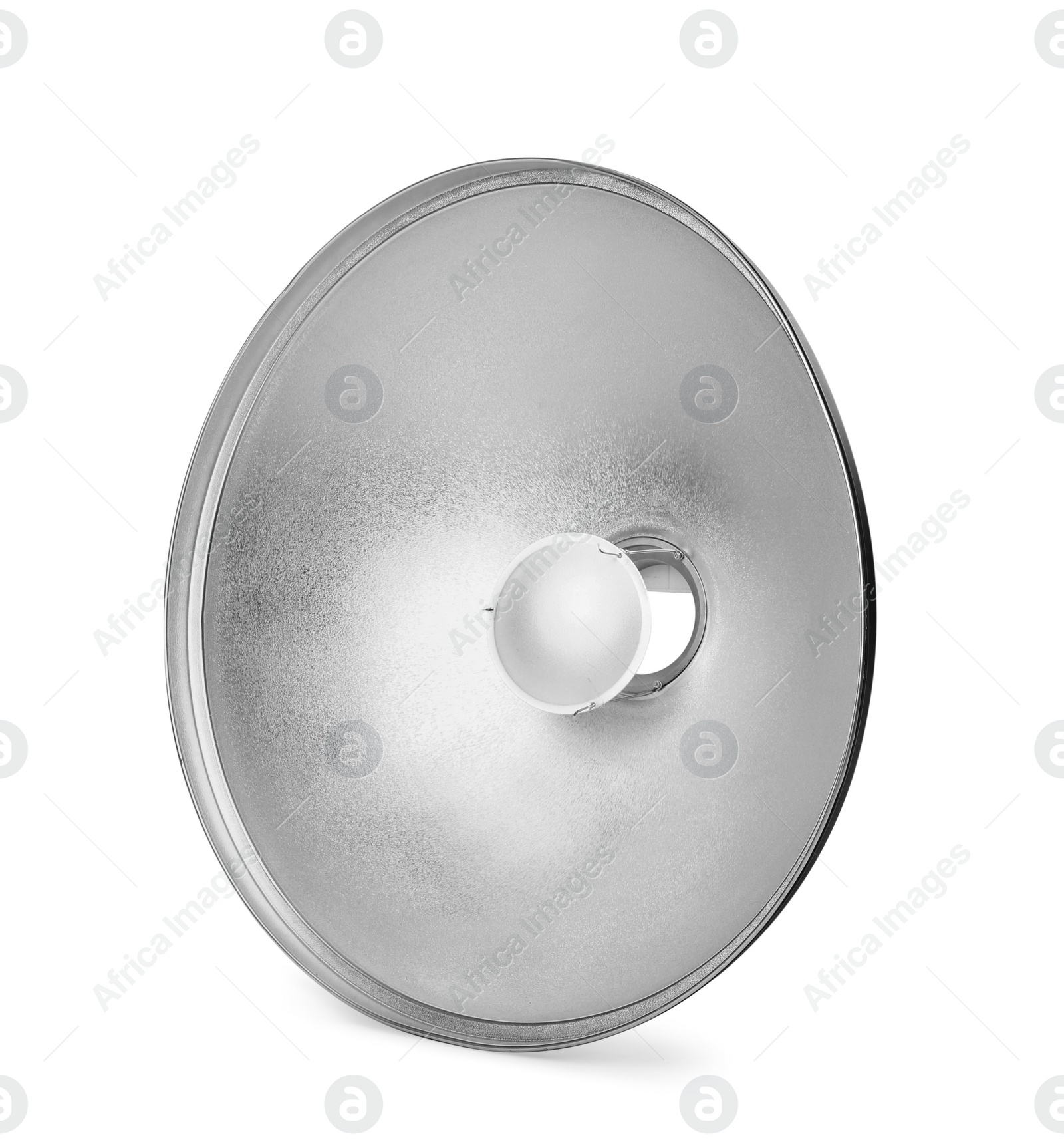 Photo of Studio flash light reflector isolated on white. Professional photographer's equipment