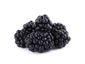 Beautiful tasty ripe blackberries on white background