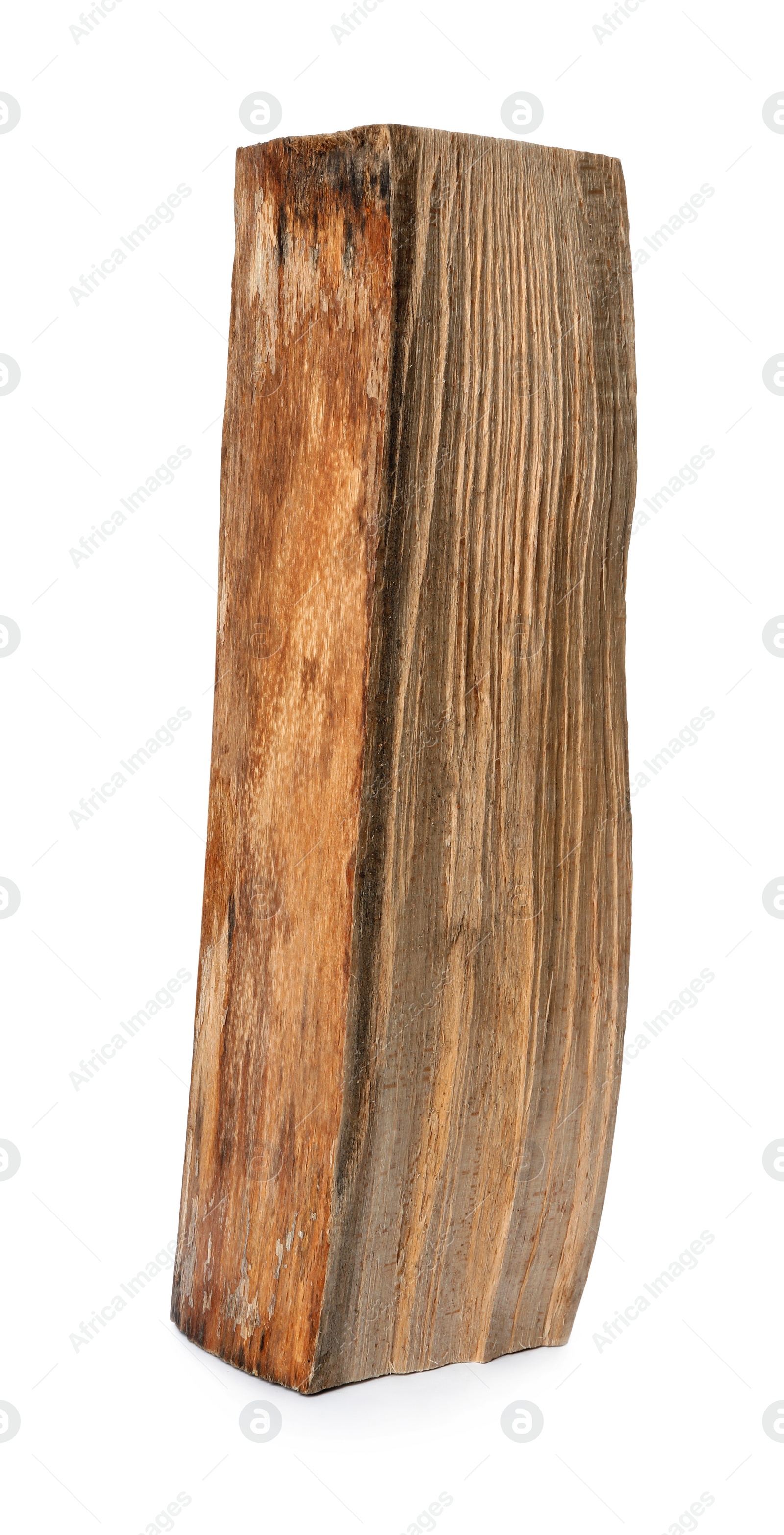 Photo of Cut firewood on white background. Heating in winter