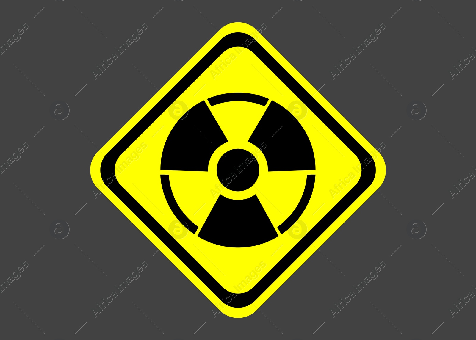 Illustration of Radioactive sign on grey background. Hazard symbol