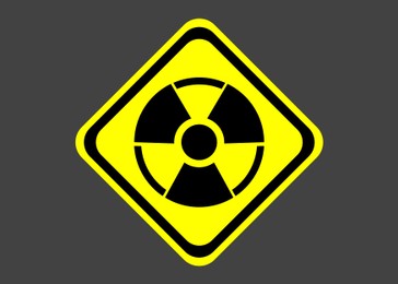 Illustration of Radioactive sign on grey background. Hazard symbol