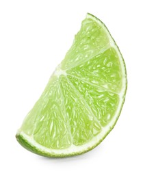 Photo of Slice of fresh green ripe lime isolated on white