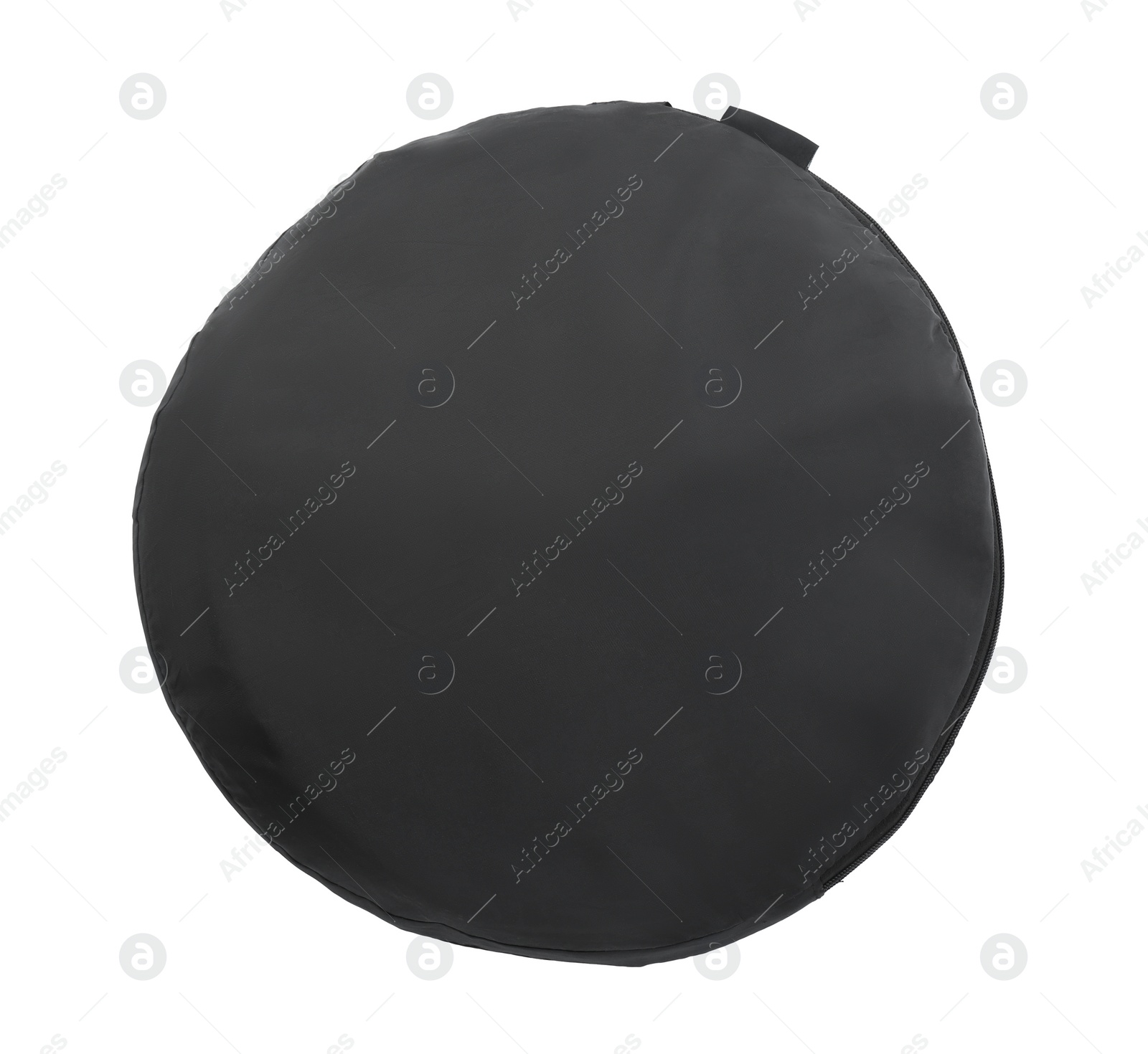 Photo of Bag for studio reflector isolated on white, top view. Professional photographer's equipment