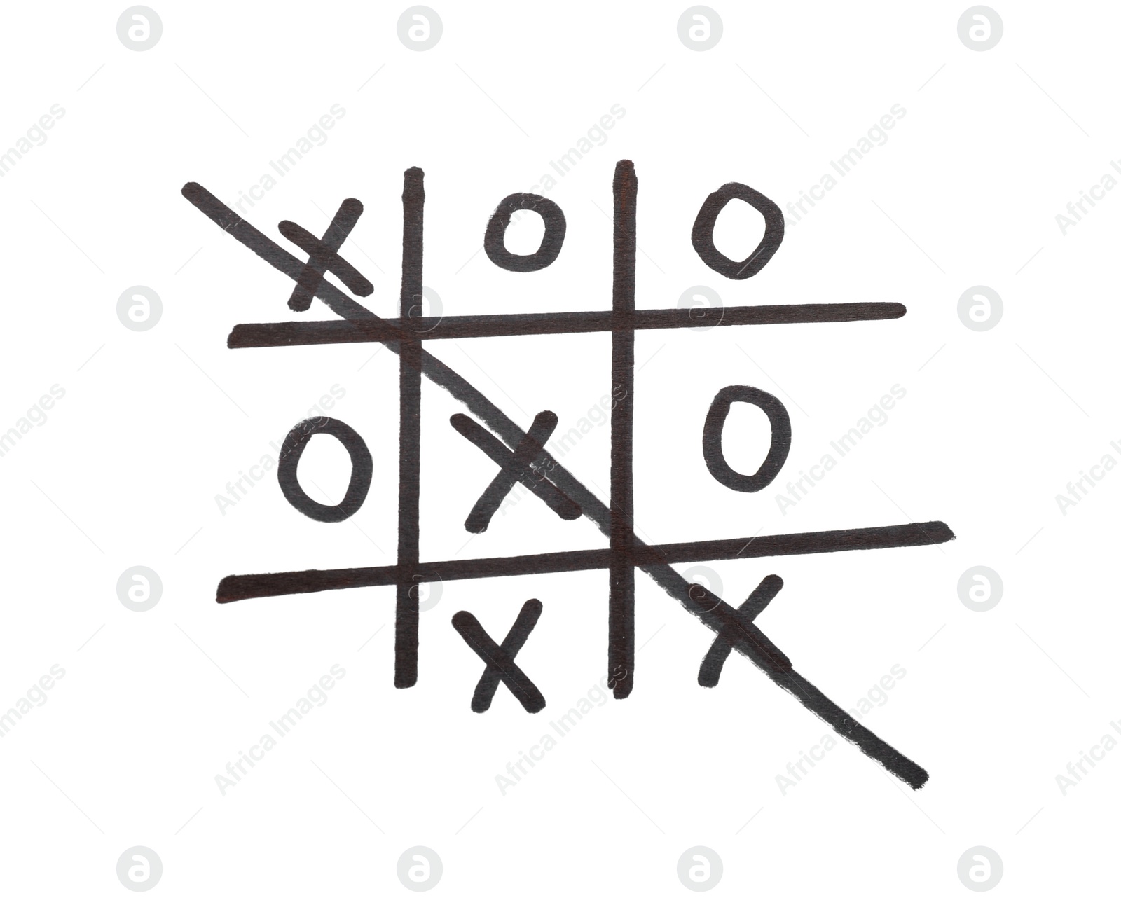 Photo of Hand drawn tic-tac-toe game on white background