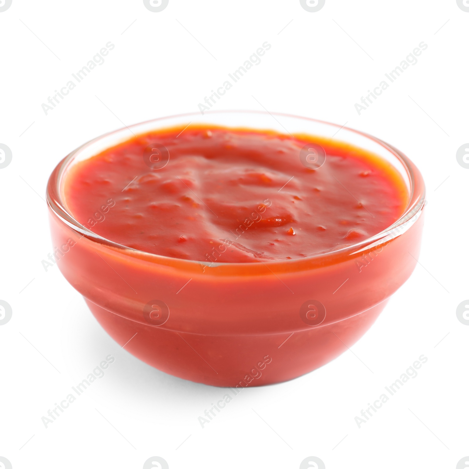 Photo of Delicious tomato sauce in bowl on white background