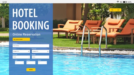 Online hotel booking website interface with information